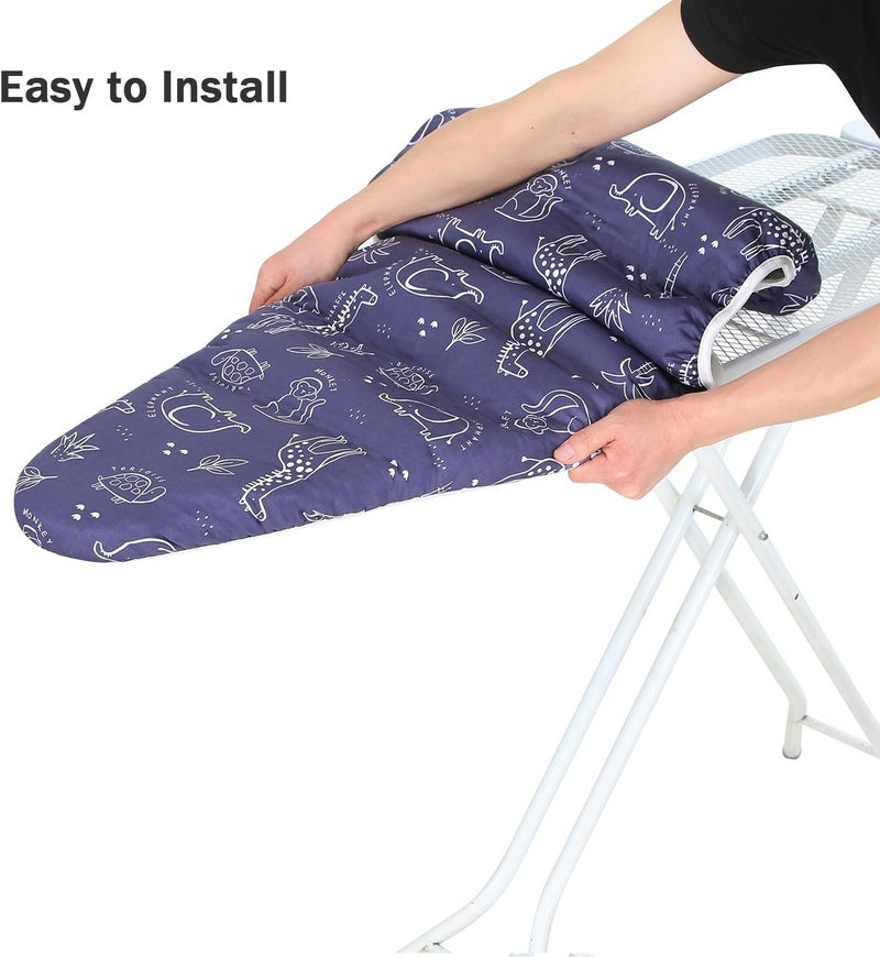 LCLW Ironing Board Cover and Pad Standard Size 15 x 54,3 Pairs of Hook and Loop Fastener Straps,Elastic Edges,Cotton Iron Board Cover with Scorch Resistant Thick Padding (Pattern B) - Image 5